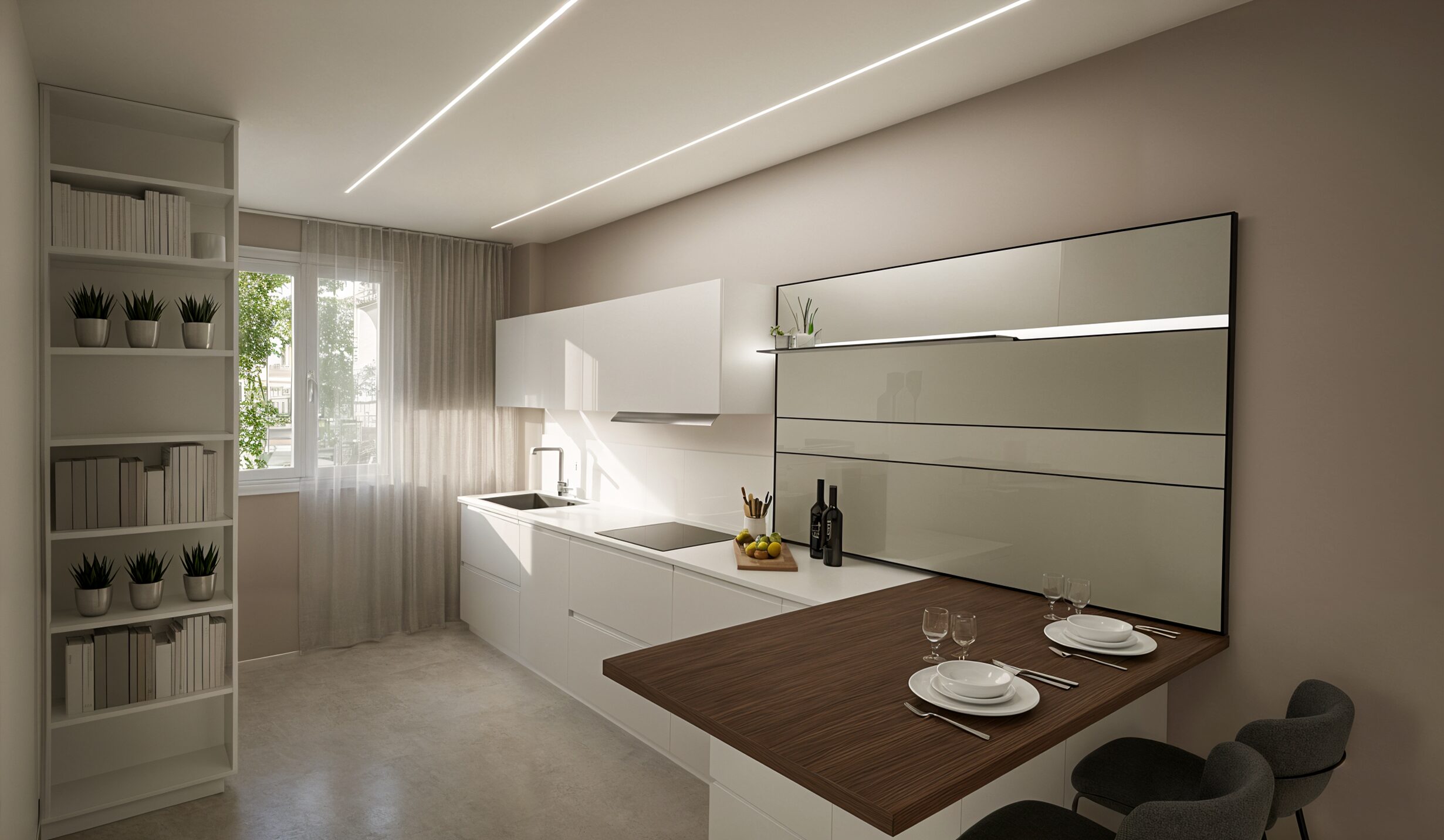 Appartamenti Via 25 Aprile, render della cucina
