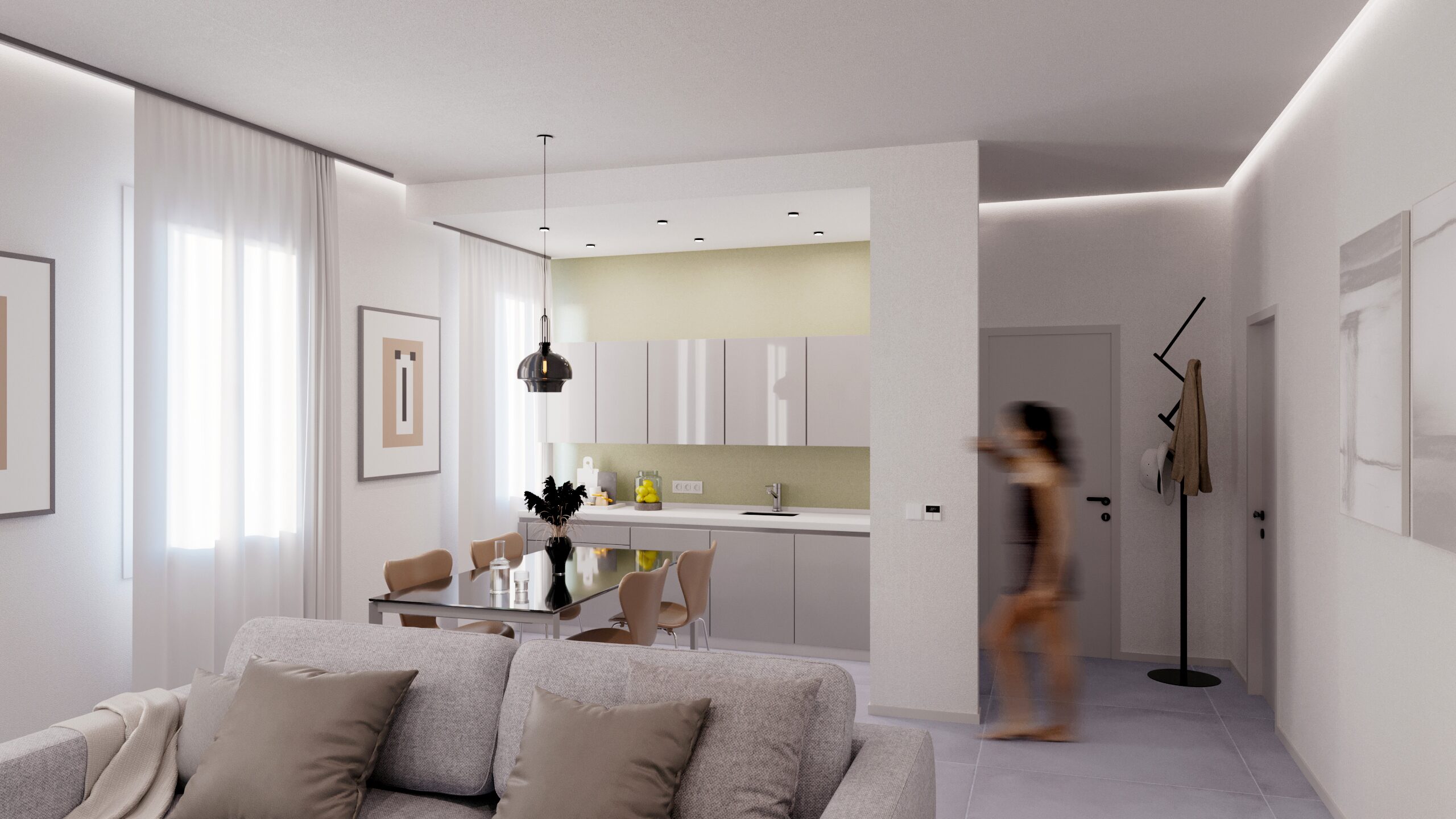 Rendering di un interno ristrutturato